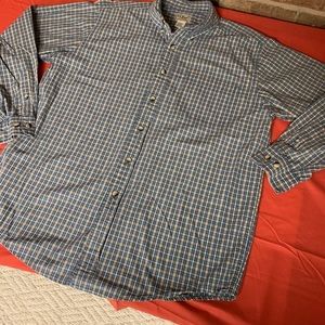 LL BEAN Blue/Light Brown L/S Shirt Men’s LG-Reg
